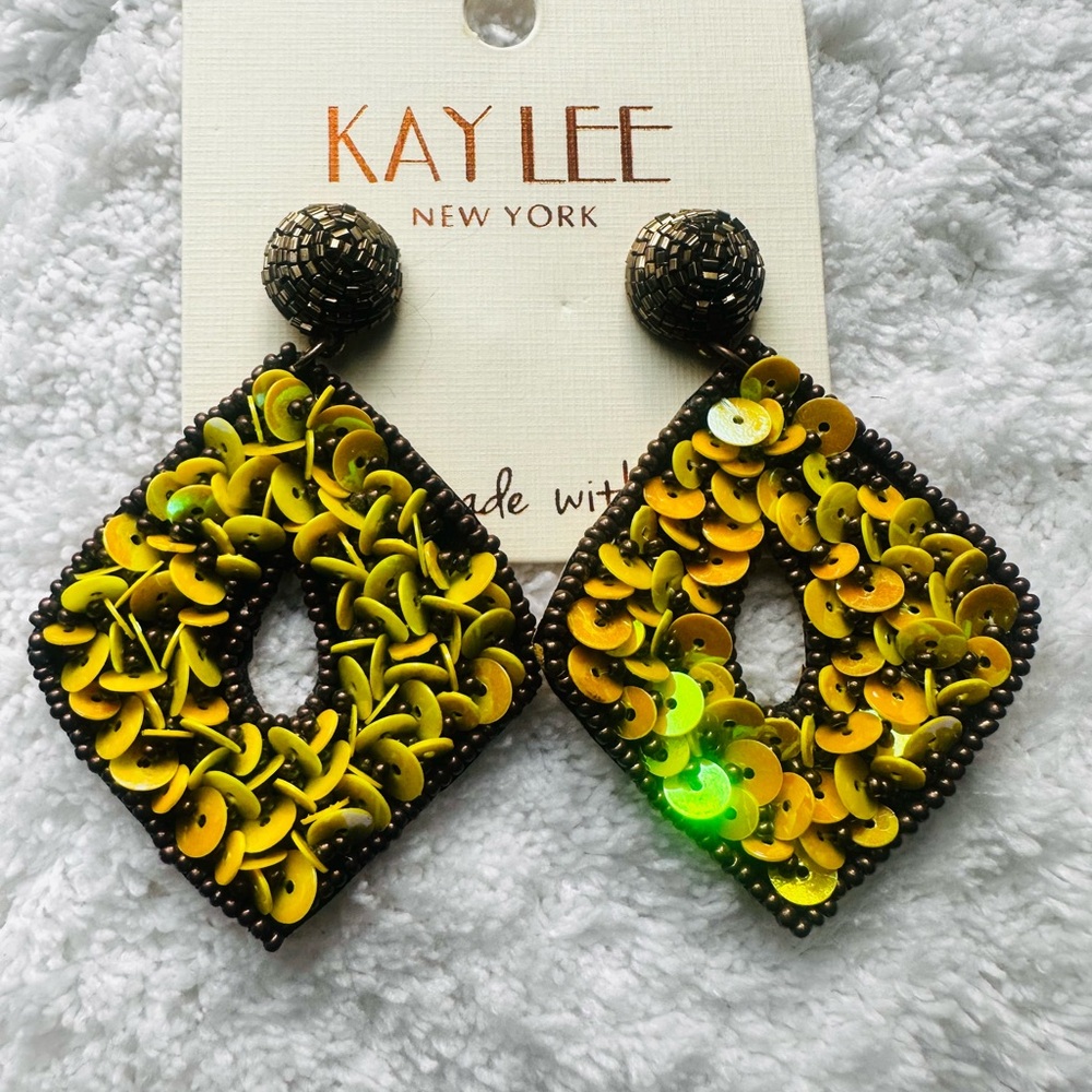 Yellow Sequin Earrings